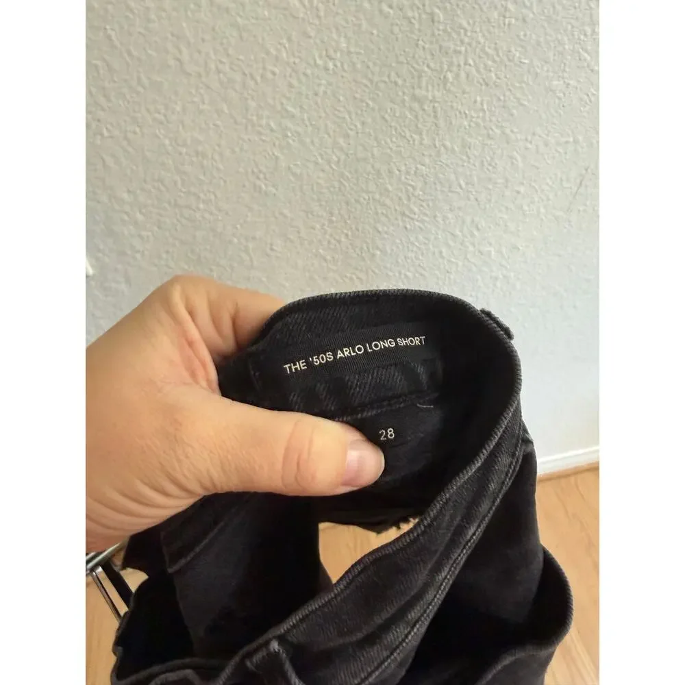 Aritzia Denim Forum Arlo Long Denim Shorts Black Size 28